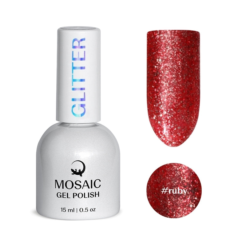 Gel Polish GLITTER Collection - RUBY 15ml TPO free